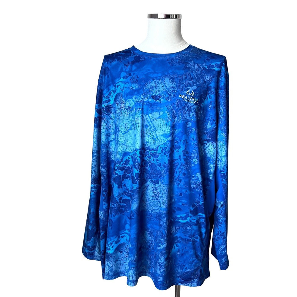 Realtree Fishing‎ Long Sleeve Performance Shirt Men's 3XL Blue Wave Camo
